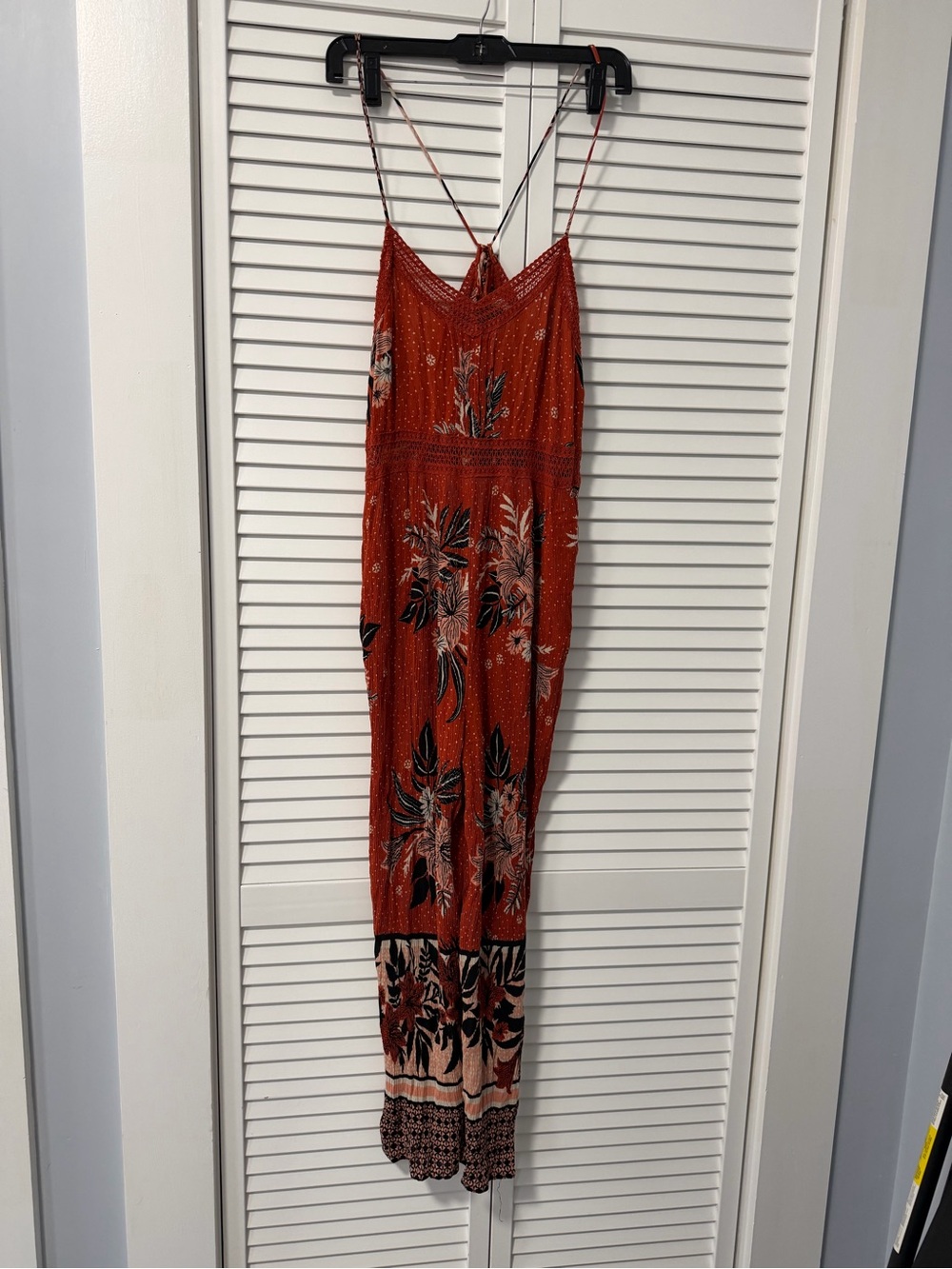 Women's Red Floral Jumpsuit with Spaghetti Straps